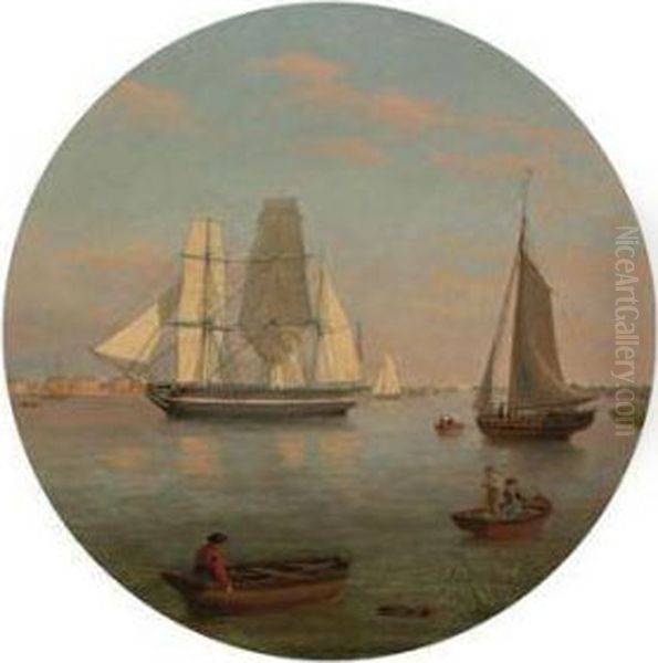 View Of Annapolis, Maryland And The School Ship St. Mary Oil Painting by Thomas Birch