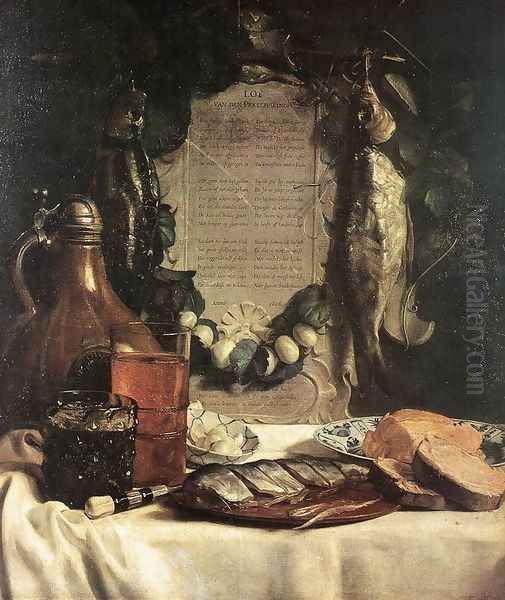 Still-Life in Praise of the Pickled Herring 1656 Oil Painting by Joseph de Bray