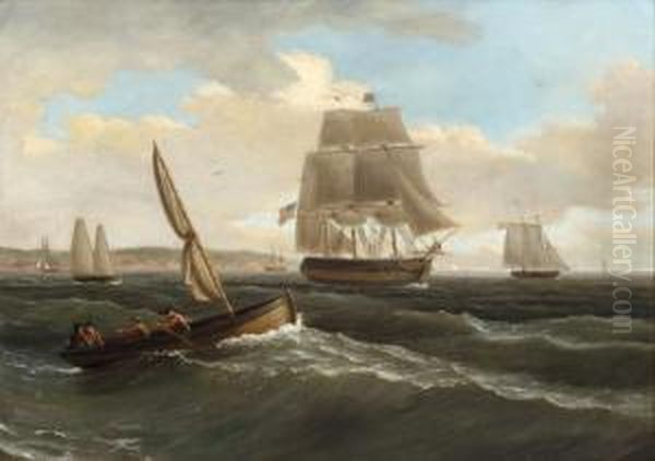 Marine View Oil Painting by Thomas Birch