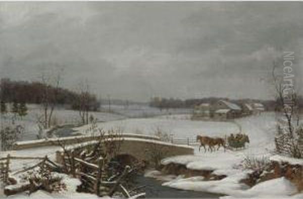 Winter Scene In Pennsylvania Oil Painting by Thomas Birch