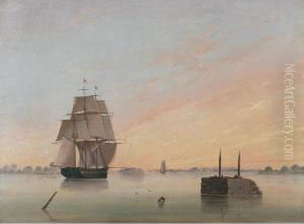 View On The Delaware Oil Painting by Thomas Birch