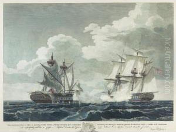 Us Frigate United Capturing His Brittanic Majesty's Frigate Macedonian Oil Painting by Thomas Birch