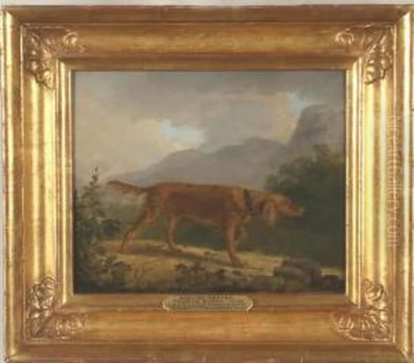 Titled, setter In A Landscape Oil Painting by Thomas Birch