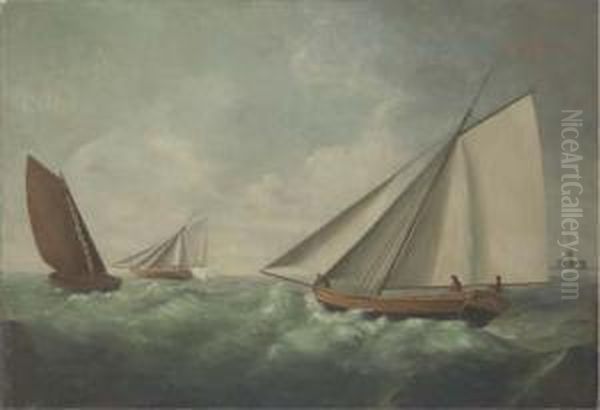 Sailing Off The Coast Oil Painting by Thomas Birch