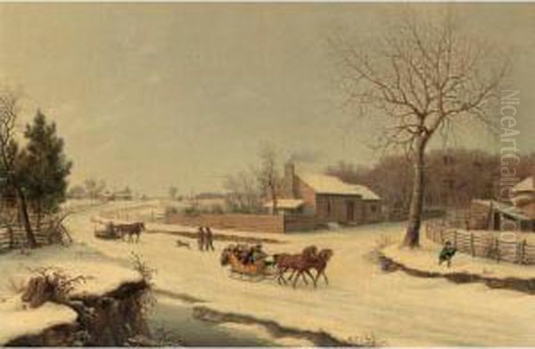 Sleigh Ride Oil Painting by Thomas Birch