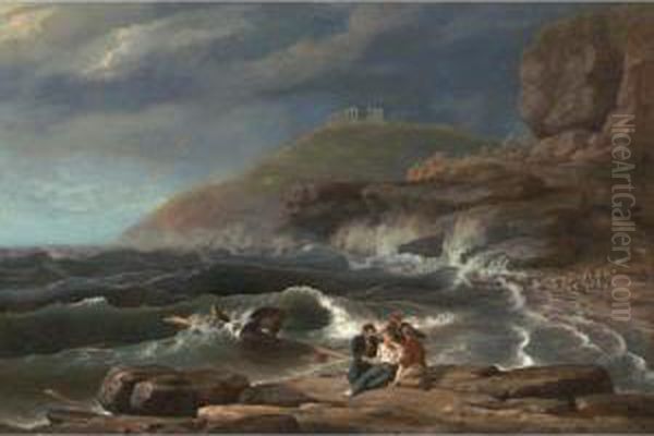 Falconer's Shipwreck Oil Painting by Thomas Birch