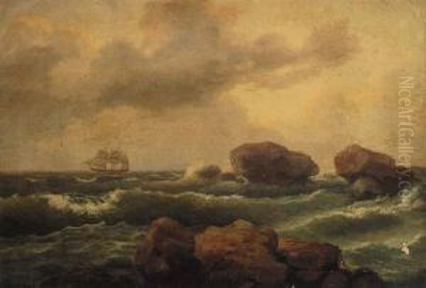 Seascape Oil Painting by Thomas Birch