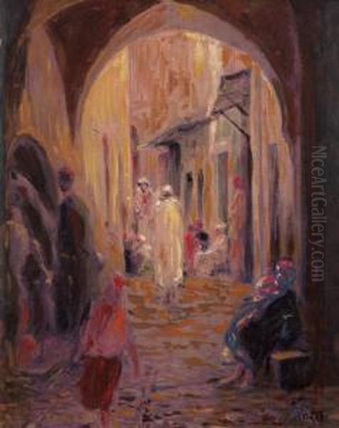 Ruelle Animee De Lacasbah D'alger Oil Painting by Alphonse Birck