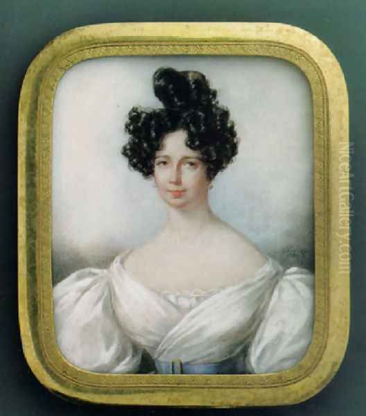 Portrait einer vornehmen Dame mit kunstvoller Frisur im schulterfreien Kleid 1831 Oil Painting by Candide Blaize