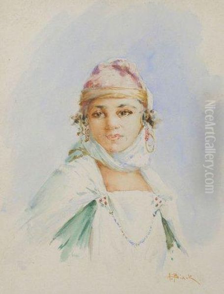 Portrait De Jeune Fille Oil Painting by Alphonse Birck