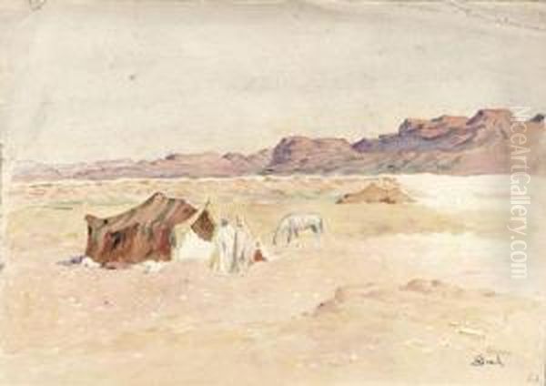 Le Campement Dans Le Desert Oil Painting by Alphonse Birck