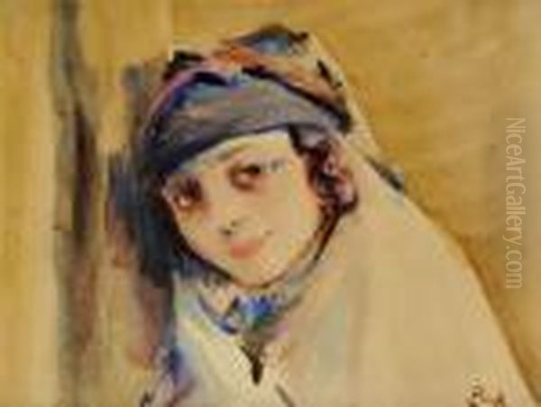 Portrait D'une Jeune Orientale Oil Painting by Alphonse Birck