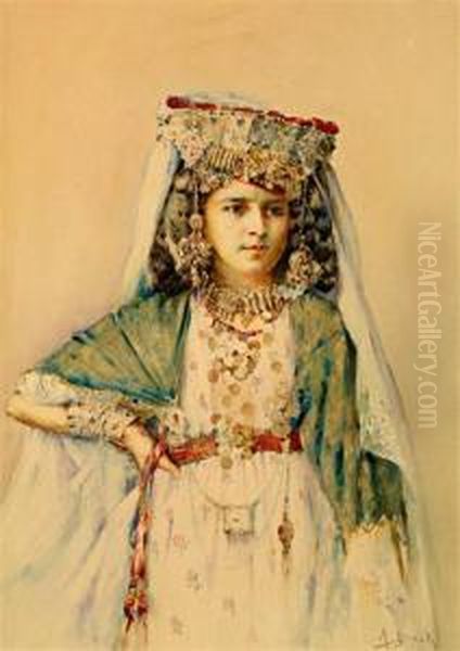 Jeune Femme Ouled-nail En Costume De Fete Oil Painting by Alphonse Birck