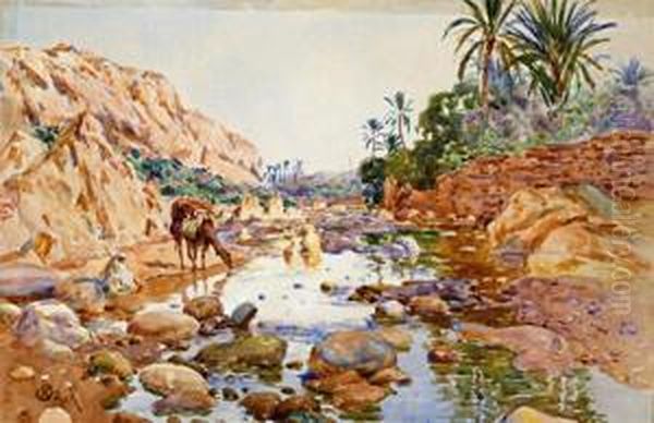 L'oued Bou-sada Oil Painting by Alphonse Birck