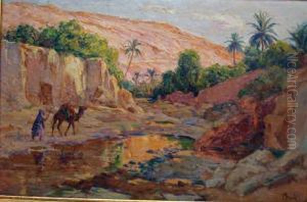 Bord De L'eau A Bou Saada Oil Painting by Alphonse Birck