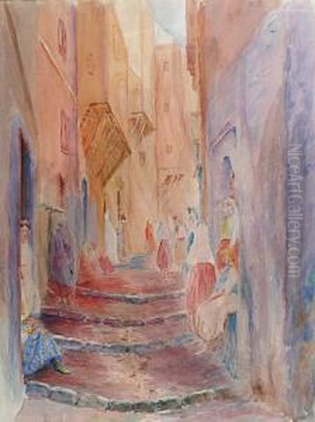 Rue De Lacasbah A Alger Oil Painting by Alphonse Birck