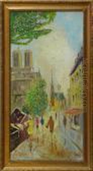 Birck, Alphonse. Stra?enszene In Paris Oil Painting by Alphonse Birck