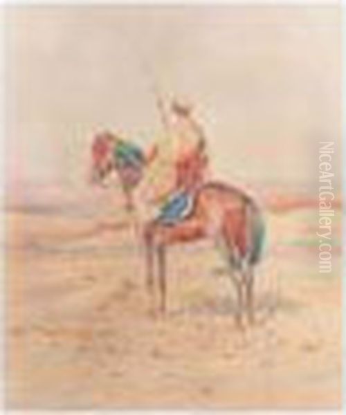 An Arab Warrior Oil Painting by Alphonse Birck