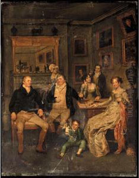 A Family Portrait Oil Painting by Edward Bird