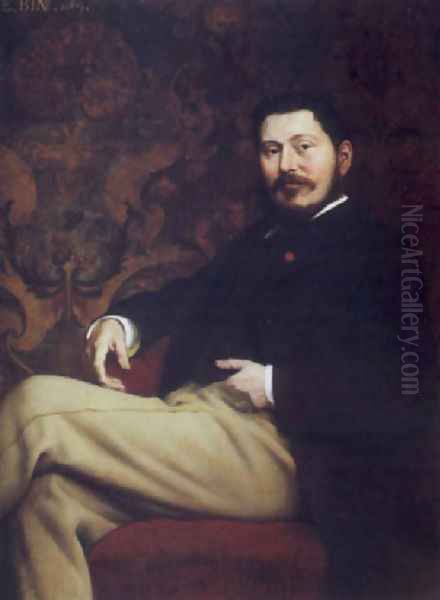 Portrait de Monsieur J. Savoy 1869 Oil Painting by Emile ( Jean Baptiste Philippe) Bin