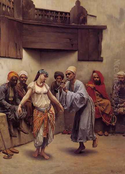 Dancing in a Cafe in Cairo Oil Painting by Jacques Baugnies