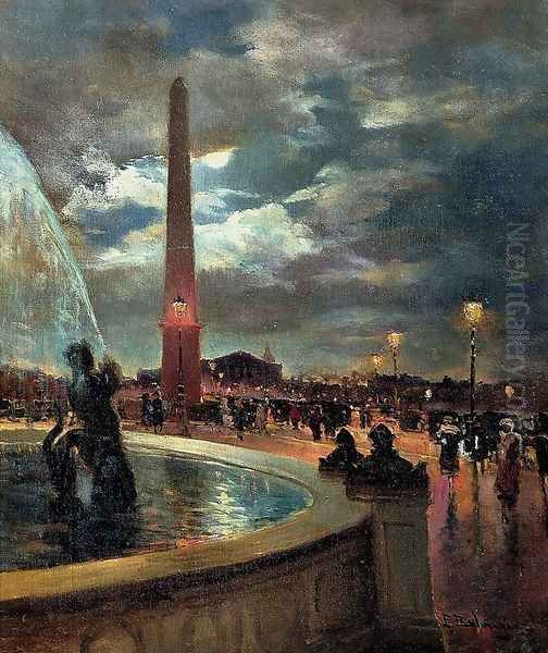 La Place de la Concorde, Paris Oil Painting by Paul-Marcel Balmigere