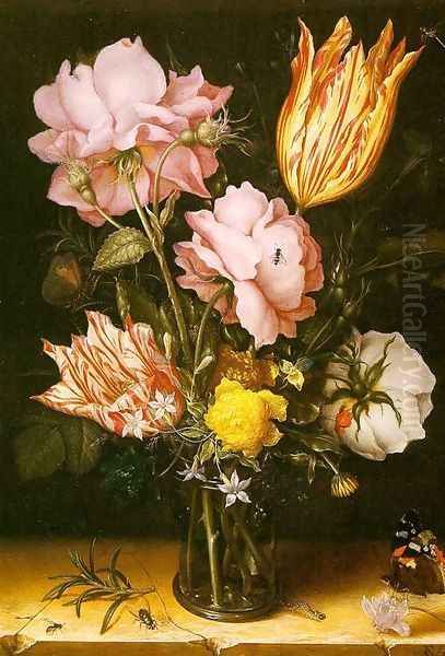 Bouquet of Flowers on a Stone Ledge 1620 Oil Painting by Christoffel van den Berghe