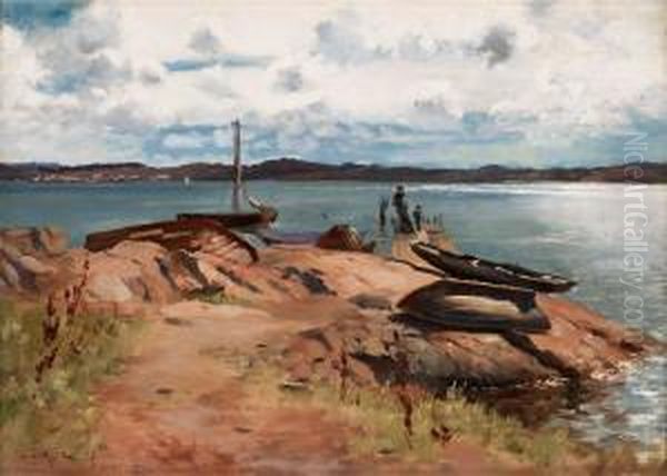 Vid Bryggan, Lysekil Oil Painting by Hugo Birger