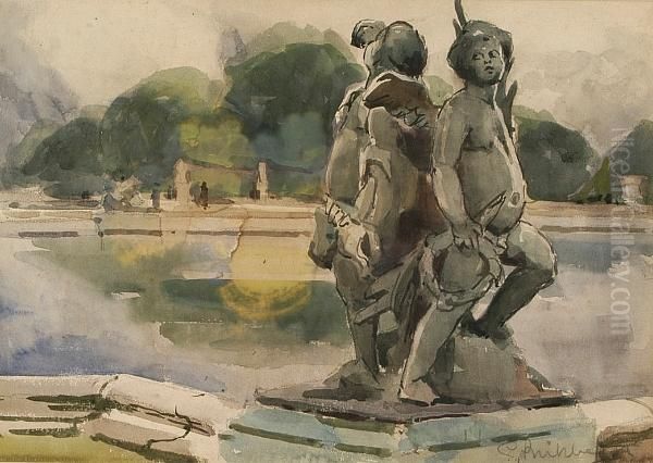 Statuary Versailles Oil Painting by Geoffrey Birkbeck