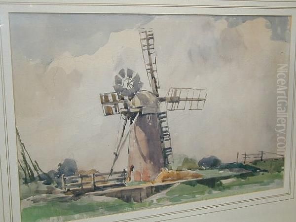 Windmill Oil Painting by Geoffrey Birkbeck