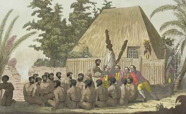 Captain Cook observes an Offering, Sandwich Islands Oil Painting by C. Bottigella