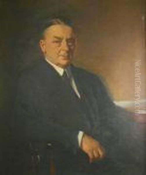 I Half-length Portrait Of The Hon. Sir William H Goschen Oil Painting by Oswald Hornby J. Birley