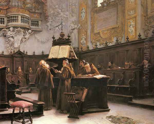 Reading the Choir Notes Oil Painting by Francesco Bergamini