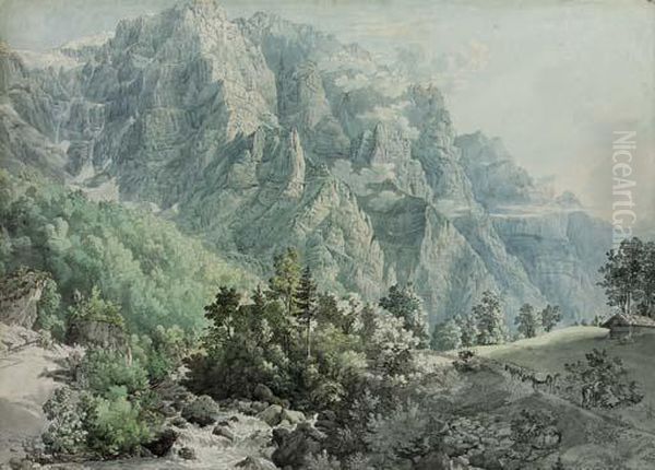 View Of Glarnisch Oil Painting by Peter Birmann