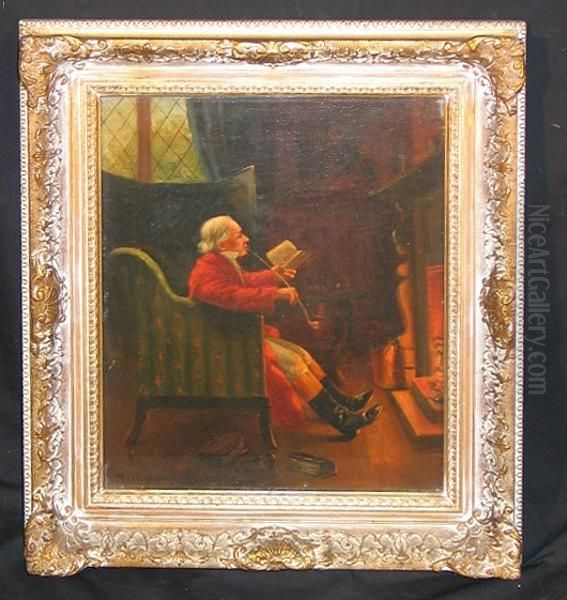 A Gentleman Relaxing By The Hearth Oil Painting by William Verplanck Birney