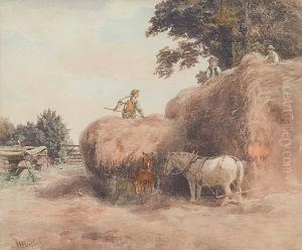 Hay Making Oil Painting by Henry Birtles