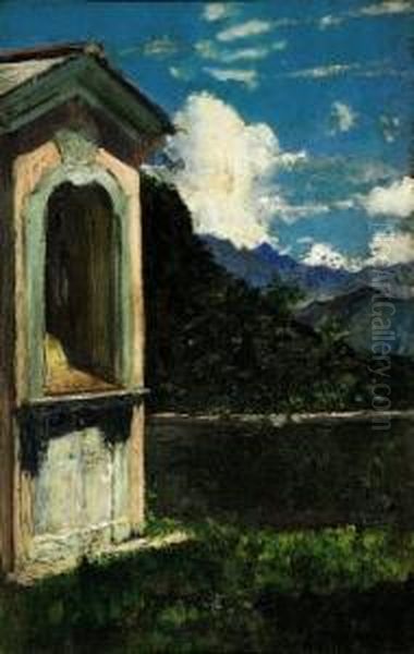 Cappelletta In Montagna Oil Painting by Cesare Biscarra