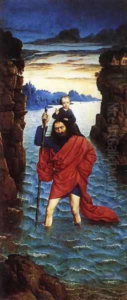 Saint Christopher c. 1470 Oil Painting by Dieric the Younger Bouts