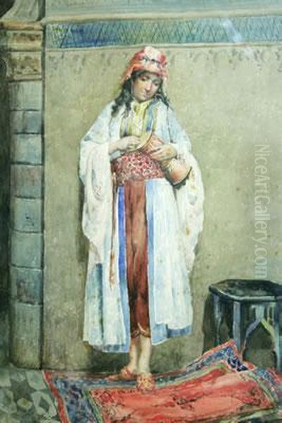 Donna In Costume Oil Painting by Cesare Biseo