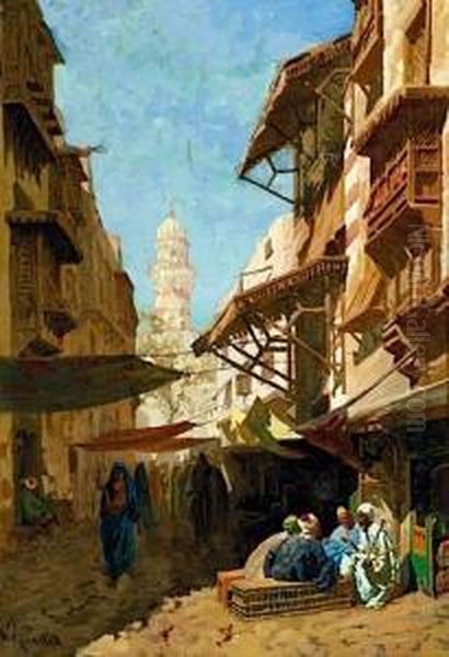 Scene De Rue En Egypte Oil Painting by Cesare Biseo