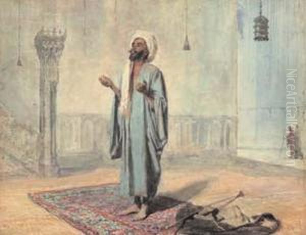 Arabo Nella Moschea Oil Painting by Cesare Biseo