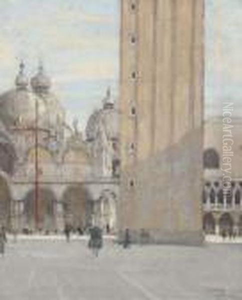 St Mark's Square, Venice Oil Painting by Henry Bishop