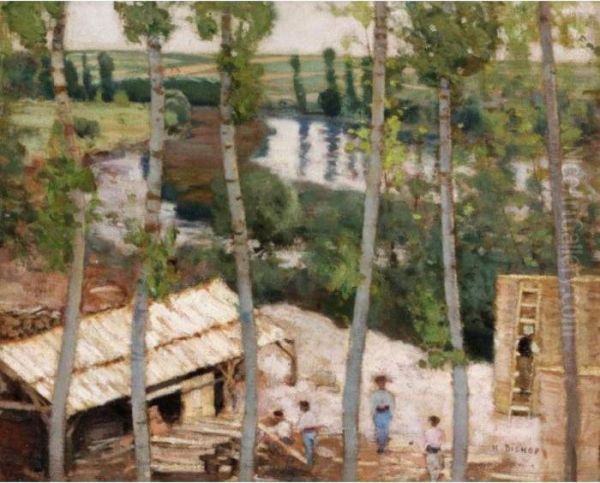 The Timber Yard Oil Painting by Henry Bishop