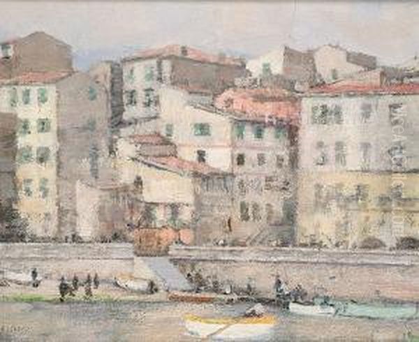 Harbour Scene Oil Painting by Henry Bishop