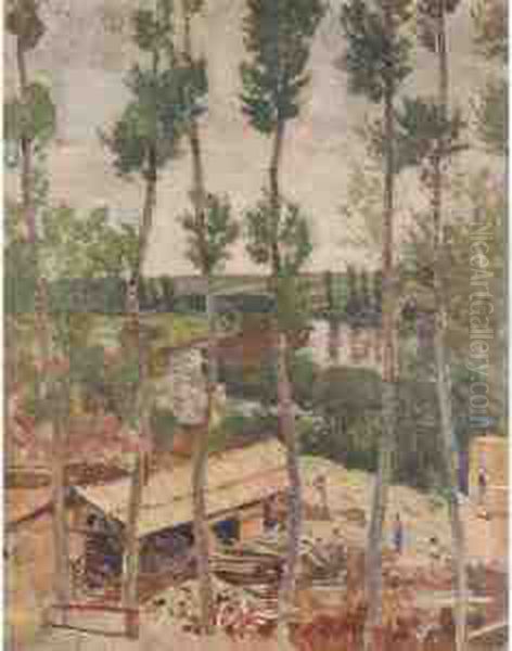 The Saw Mill Oil Painting by Henry Bishop