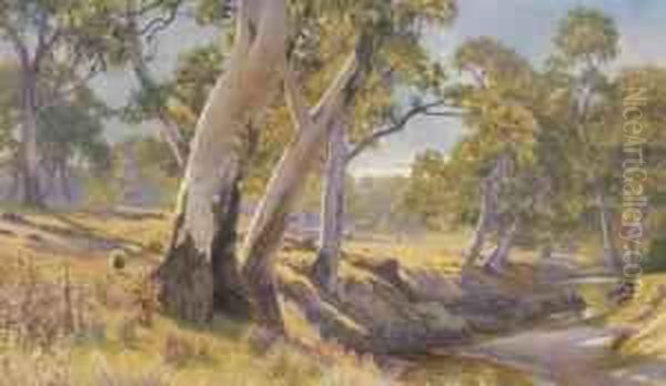 Collingrove Creek Oil Painting by Walter Follen Bishop