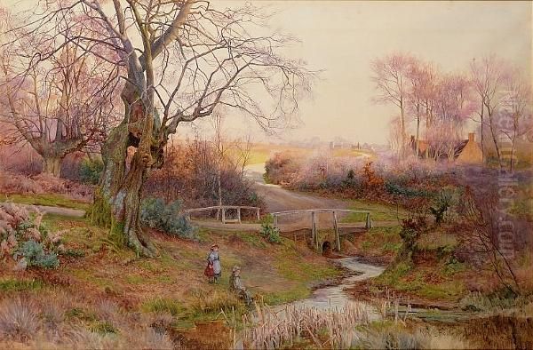 Fishing By A Country Lane Oil Painting by Walter Follen Bishop