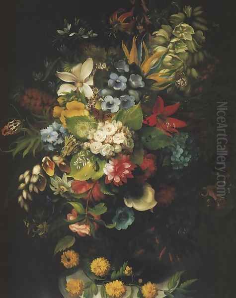 Flower Bouquet in a Vase Oil Painting by Henryka Beyer