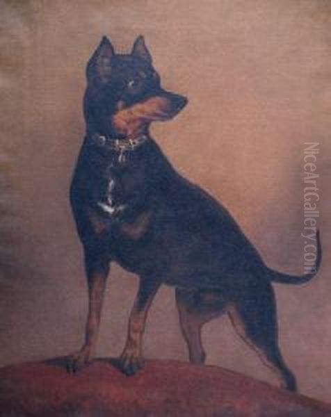 Manchester Terrier Oil Painting by Henry Collins Bispham