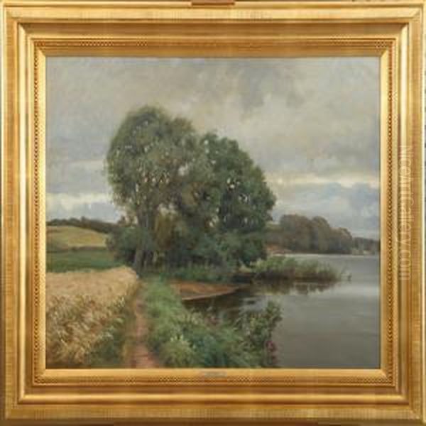 Rudolf Bissen: Scene From Esrum So. Signed R. Bissen 1901 Oil Painting by Rudolf Bissen